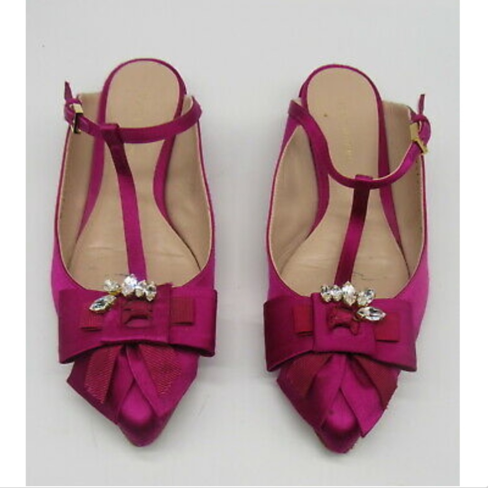 Stuart Weitzman Fuchsia Satin Slides Sz 7 - image 2